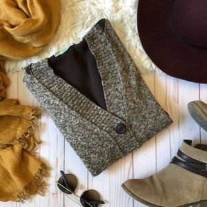 Marked Brown Button Up Hooded Fall Sweater Pockets